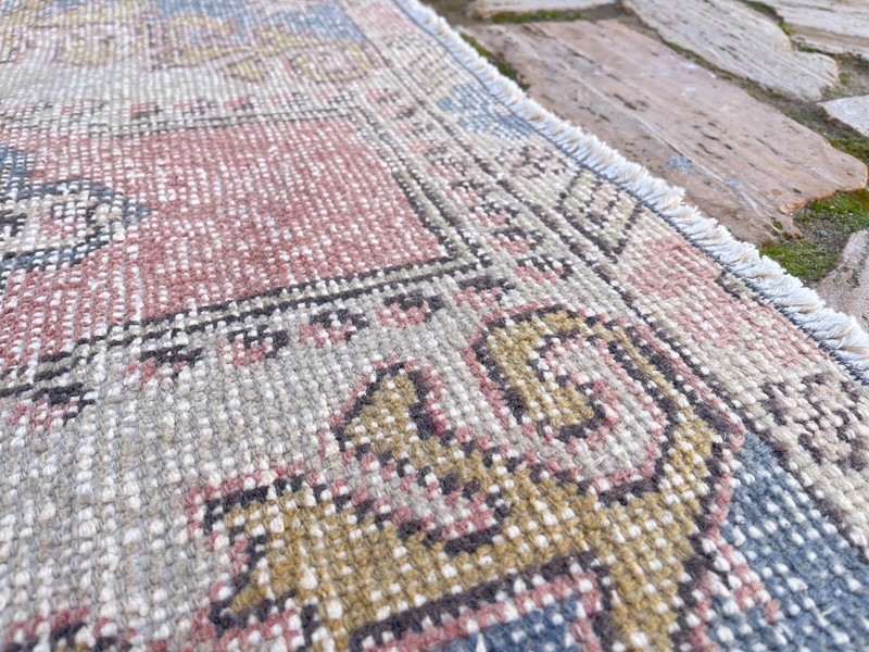 Handmade Area Turkish Carpet 4x7 Pink Oriental Wool Rug Medium Size Anatolian gallery