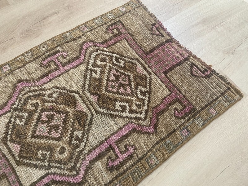 Vintage Turkish Accent Rug 1.7x2.6 Ft Handmade Wool Entryway Area Rug Decor gallery