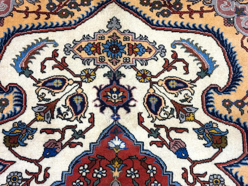 Vintage Ardebil Tribal Oriental Area Rug 5x7 Hand Knotted Wool Ivory Blue Boho gallery
