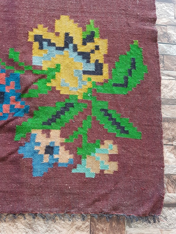 Vintage Handmade Traditional vibrant floral Kilim Floor Rug Carpet 185x110 cm gallery