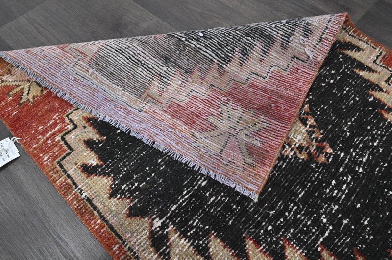 Vintage Turkish Runner Rug 2x10ft Wool Anatolian Handmade Hallway Oushak RED gallery