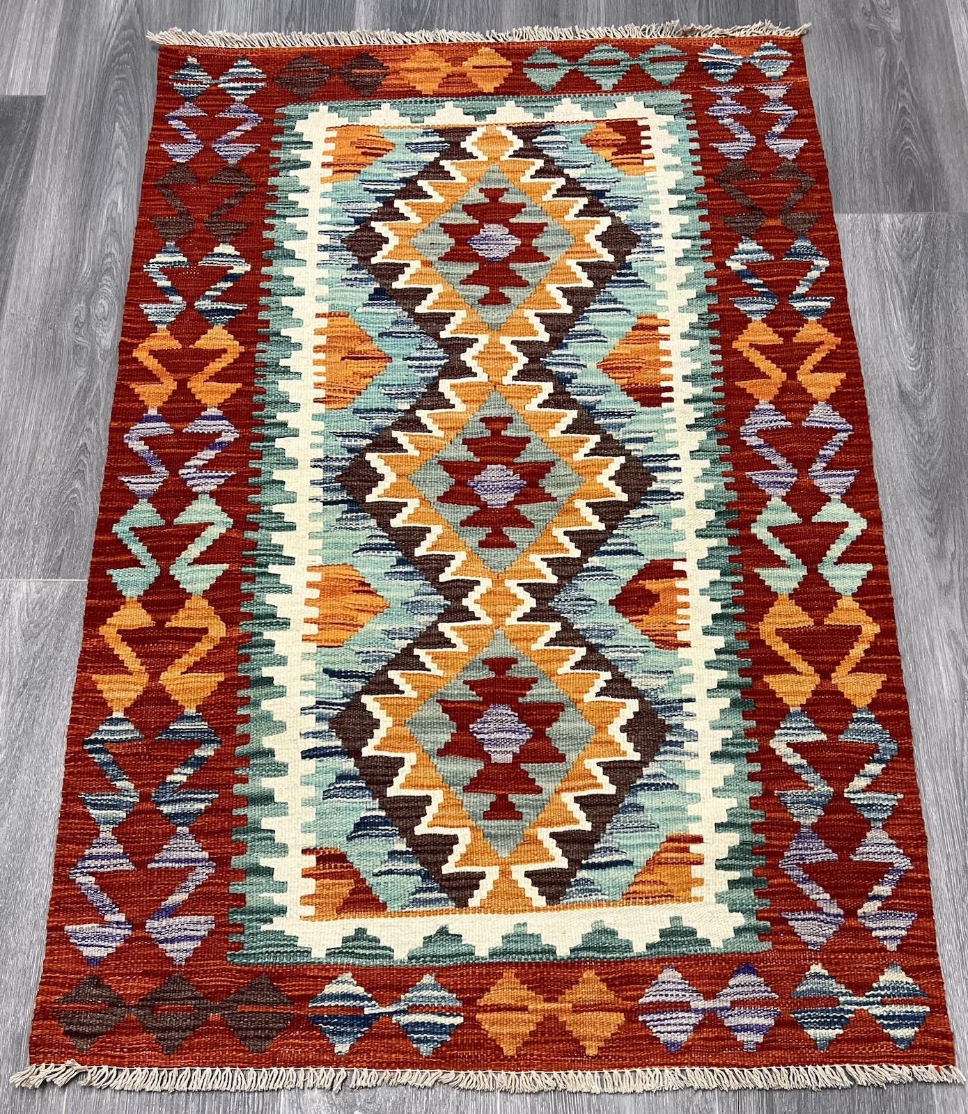 Vintage Kilim Traditional Hand Made Oriental Wool Kilim 4ftx3ft 130cmx87cm gallery