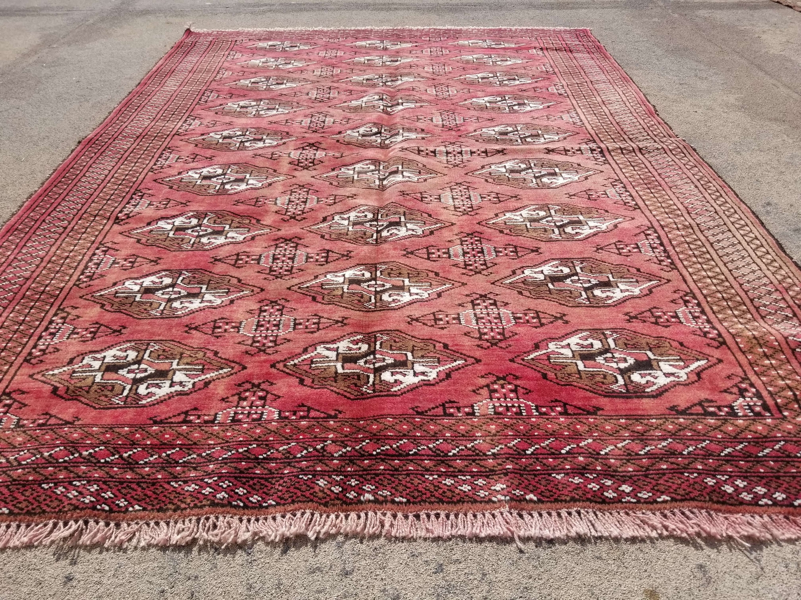 Vintage Distressed Hand Made Traditional Oriental Wool Brown Rug 6.2x4.4ft gallery