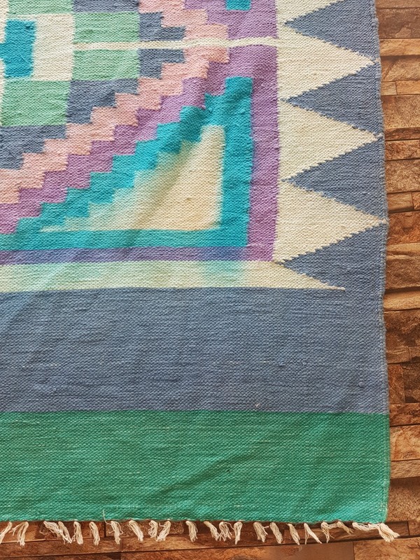Vintage Handmade Traditional Colorful Afghani Kilim Floor Rug Carpet 213x157 cm gallery