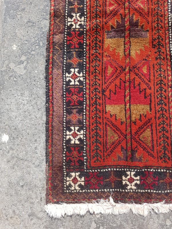 Vintage Hand Made Traditional Rug Oriental Wool Multicolor Carpet 90x49 cm gallery