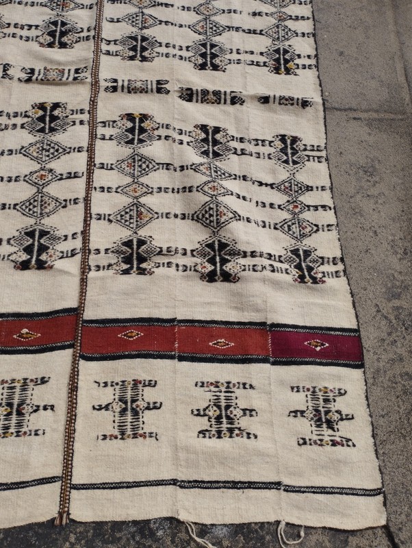 Vintage Traditional Oriental Fulani Multicolor Wool Kilim Rug Carpet 233x141 cm gallery