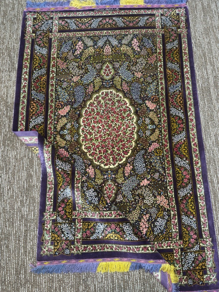 Handmade 100% Silk Classic Shah Abbasi Floral Area Rug 3x5 Ft High Knot KPSI 729