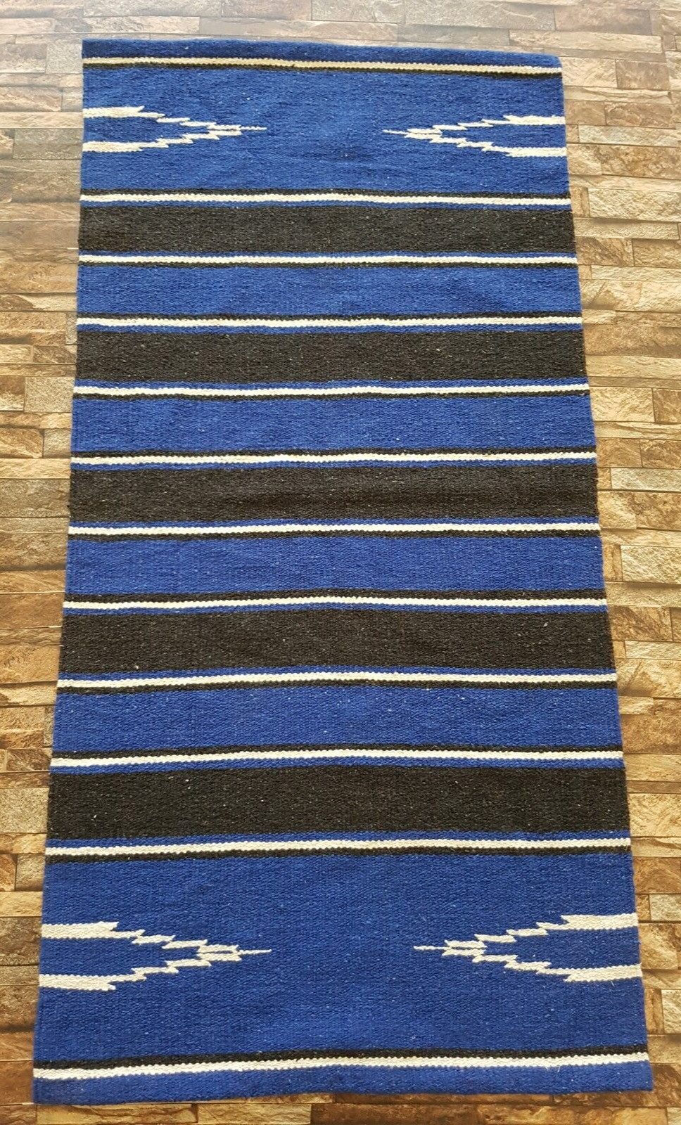 Vintage Handmade Turkish Striped Wool Kilim Rug 149x75 cm gallery