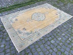 Bohemian Large Rug, Turkish Vintage Rug, Handmade Wool Rug, 5,7 x 8,7 ft