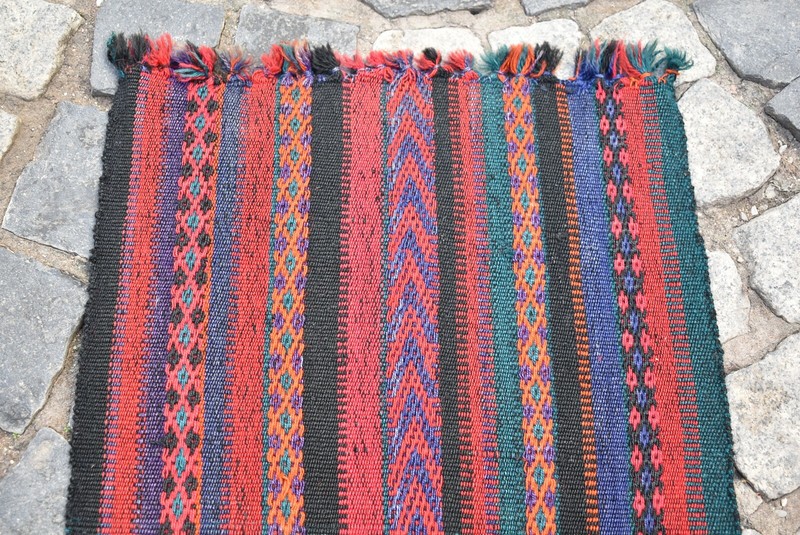Vintage Caucasian Cicim Kilim 16'' x 33'' Embroidered Woven Small Cicim Kilim gallery