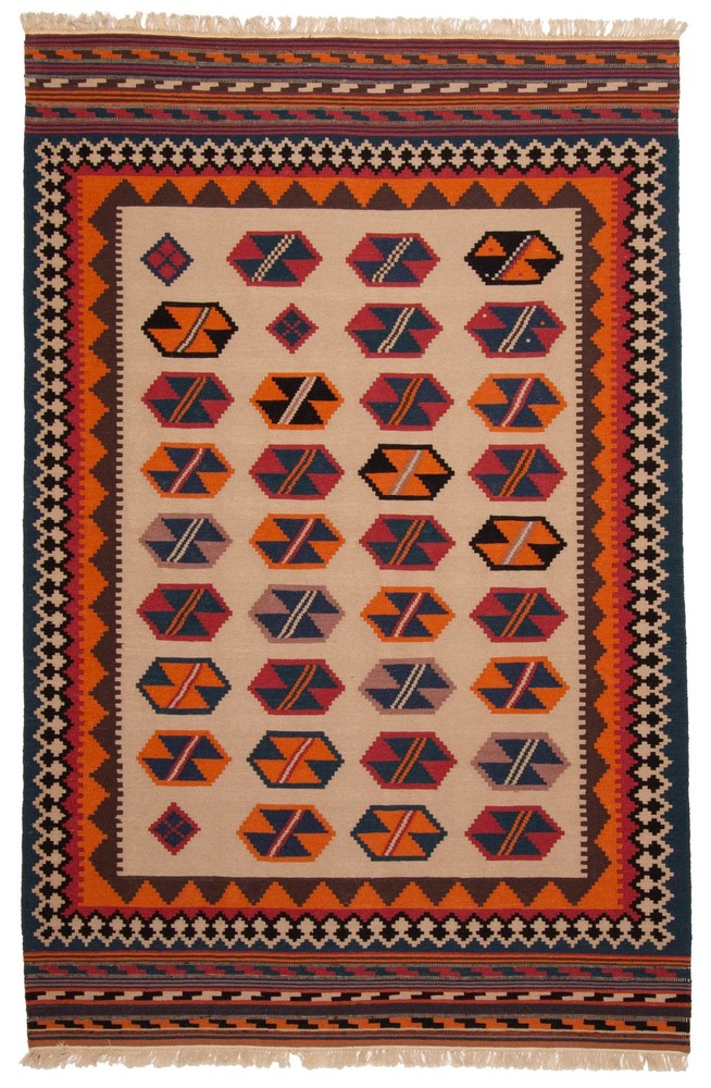 Vintage Hand Woven Area Rug 5'1" x 7'10" Traditional Wool Oriental Carpet