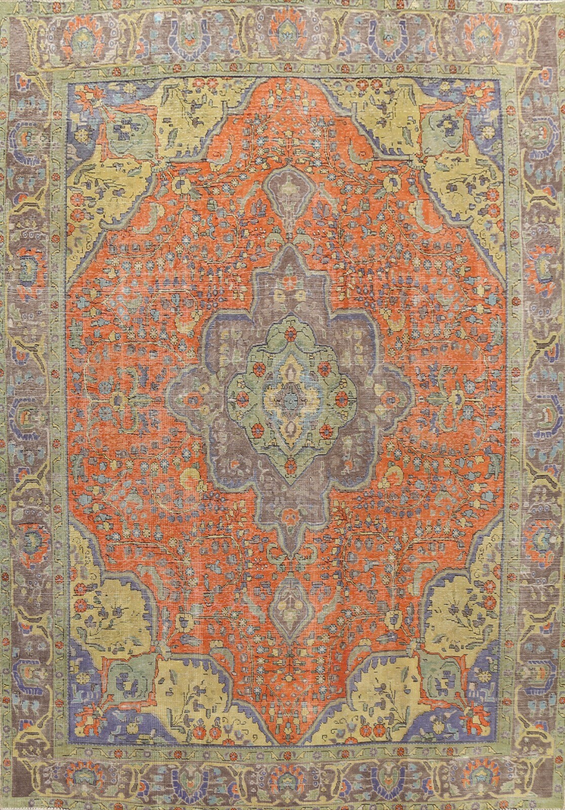 Antique Traditional ORANGE Handmade Area Rug Evenly Low Pile Wool Carpet 10x12 gallery