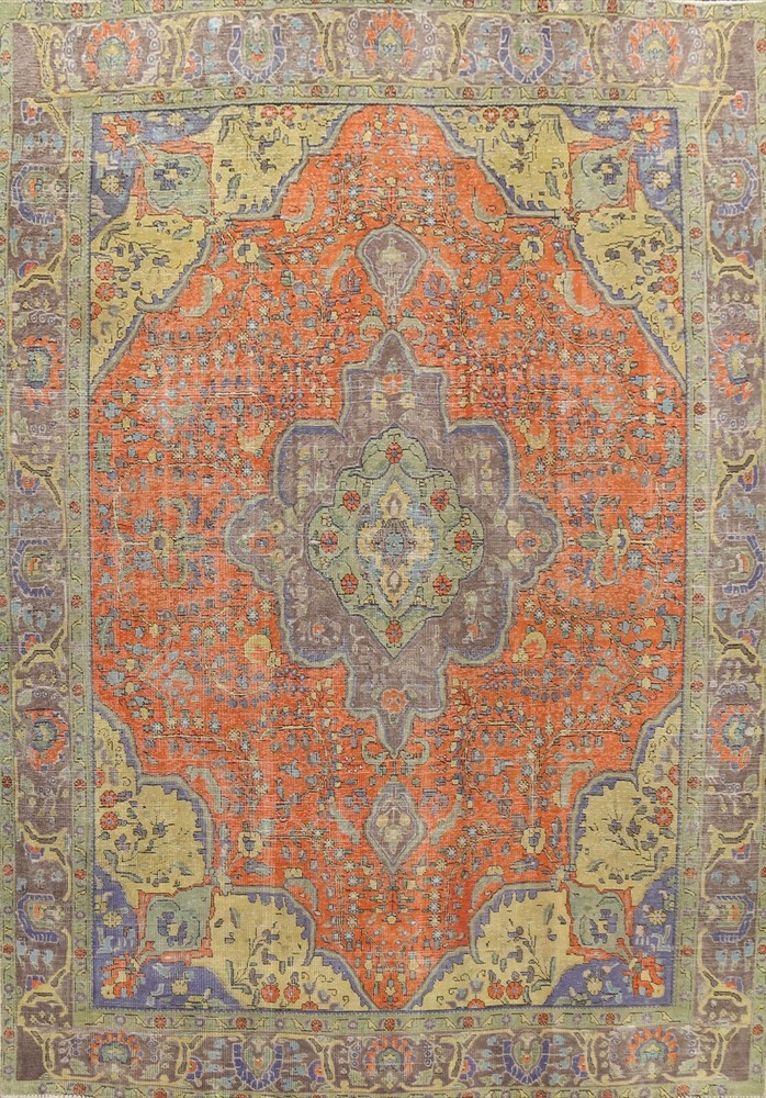 Antique Traditional ORANGE Handmade Area Rug Evenly Low Pile Wool Carpet 10x12