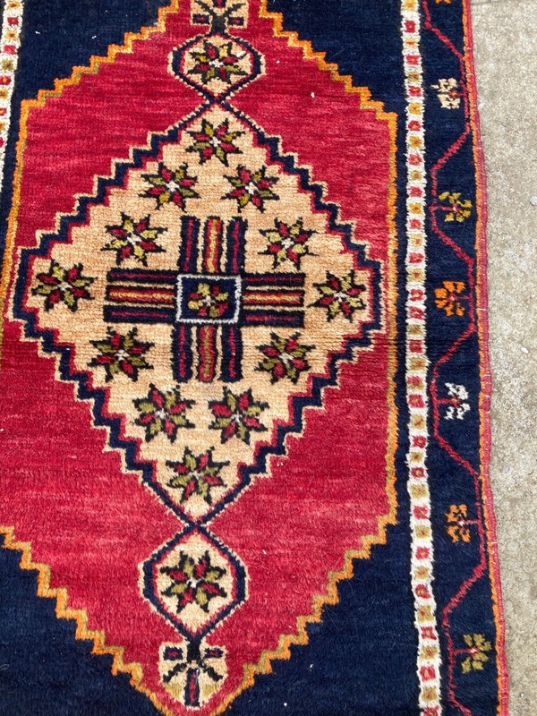 Vintage Traditional Hand-knotted Turkish Yastik Oriental Rug Carpet 93x52 cm gallery
