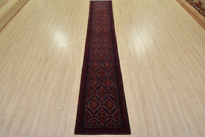 Baloch Runner 2'2'' x 11'6'' Blue Wool Vintage Tribal Hand-Knotted Oriental Rug gallery