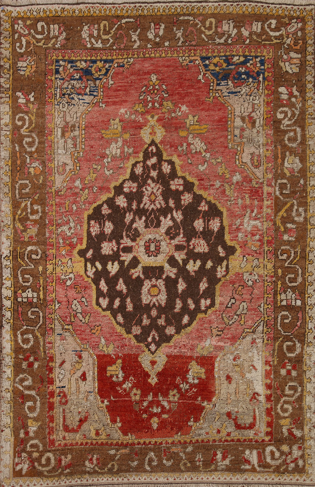 Pre-1900 Vegetable Dye Oushak Turkish Antique Rug 4x6 Hand-knotted Wool Carpet gallery