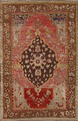 Pre-1900 Vegetable Dye Oushak Turkish Antique Rug 4×6 Hand-knotted Wool Carpet