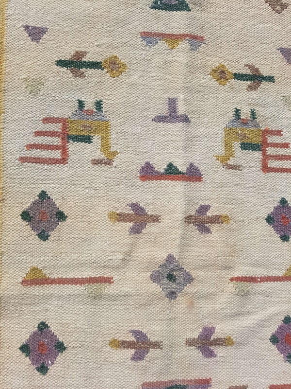 Vintage Handmade Traditional Figural Brown Kilim Floor Rug Carpet 128x68cm gallery
