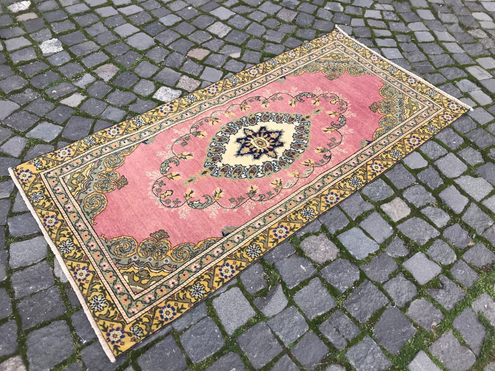 Bohemian Area Rug Handmade Wool Rug Turkish Vintage Traditional Rug 2,6 x 5,5 ft gallery