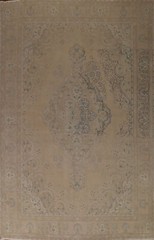 Vintage Muted Beige Distressed Tebriz Living Room Rug 10×13 Wool Hand-made Rug