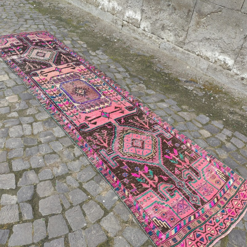 3x11 Full Persian Patterned runner rug 2.95 x 11.15 ft Vintage 90 x 340 cm gallery