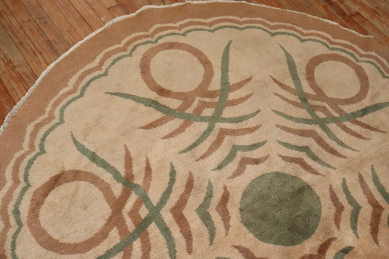 Vintage Turkish Deco Round Rug Size 6'4'' gallery