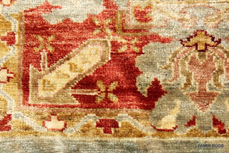 _HAND_MADE_RUG_OUSHAK_DESIGN_6' x 9' KNOTTED USHAK Design Peach VEGETABLE DYED gallery