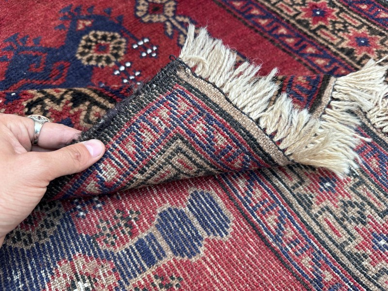 2x4 Red Vintage Afghan Small Rug Hand Knotted Wool Tribal Bedroom Farmhouse Navy gallery