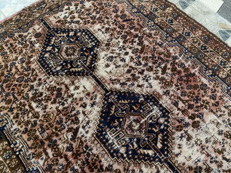 1950s Vintage Turkish Geometric Rug Large Handmade Wool Farmhouse Antique 6x10ft gallery