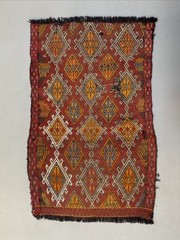 Vintage Turkish Mini Kilim 86×55 cm Wool Small Kelim Runner, shabby Chic