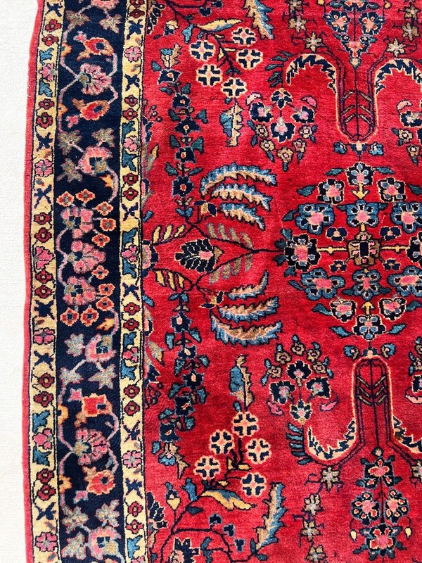 EXTRAORDINARY, BOLD, COLORFUL, SOFT, ANTIQUE 1920 SAROUGH RUG. gallery