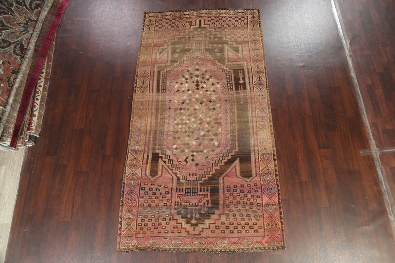 Antique Geometric Traditional Oriental Runner Rug Hand-knotted Wool 5x10 Hallway gallery