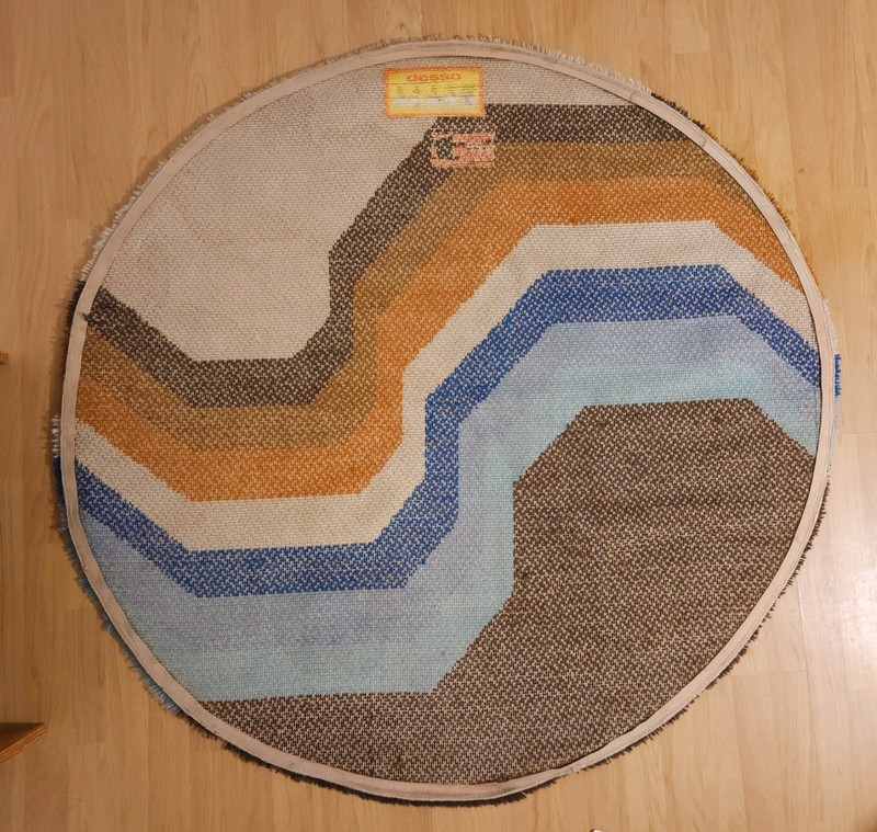 DESSO Allegro shag round Rug dralon wool blue brown vintage Mid Century 60s 70s gallery