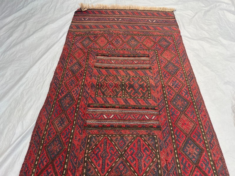 2'5 x 9'4 ft Vintage Afghan Baluchi Flat Weave Runner Rug Handmade Tribal Carpet gallery