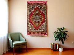 VERY RARE ANTIQUE YASTIKS RUG FROM 1800S.