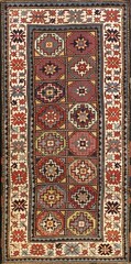 4’x8′ Exciting Bold Tribal Geometric Grid Pattern Antique Caucasian Moghan Rug