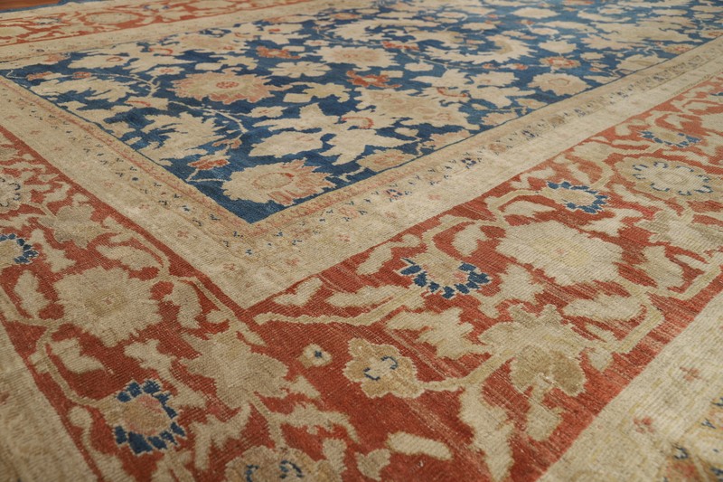 Pre-1900 Blue Vegetable Dye Sultanabad Antique Rug 11x19 Oversize Handmade Rug gallery