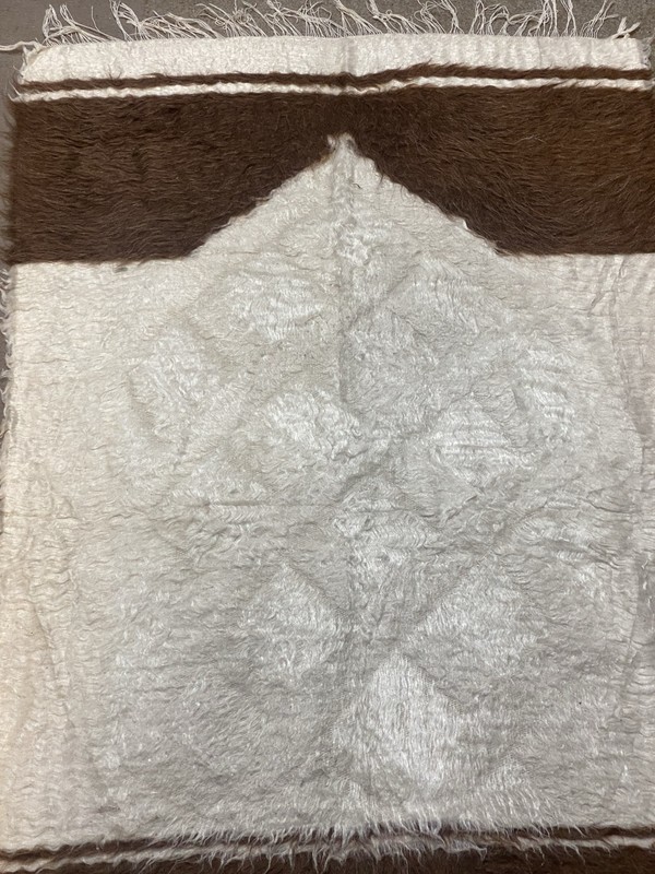 Vintage Turkish Angora Wool Blanket Kilim Rug Siirt 131x77cm gallery