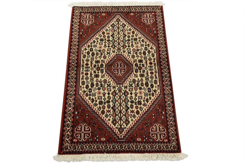 Abadeh Rug 2’3” x 3’5” Ivory Wool Vintage Tribal Hand-Knotted Oriental Carpet