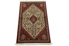 Abadeh Rug 2’3” x 3’5” Ivory Wool Vintage Tribal Hand-Knotted Oriental Carpet