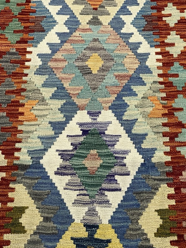 Handmade Kilim Runner wool natural colours Afghan Traditional 306cmx84cm gallery