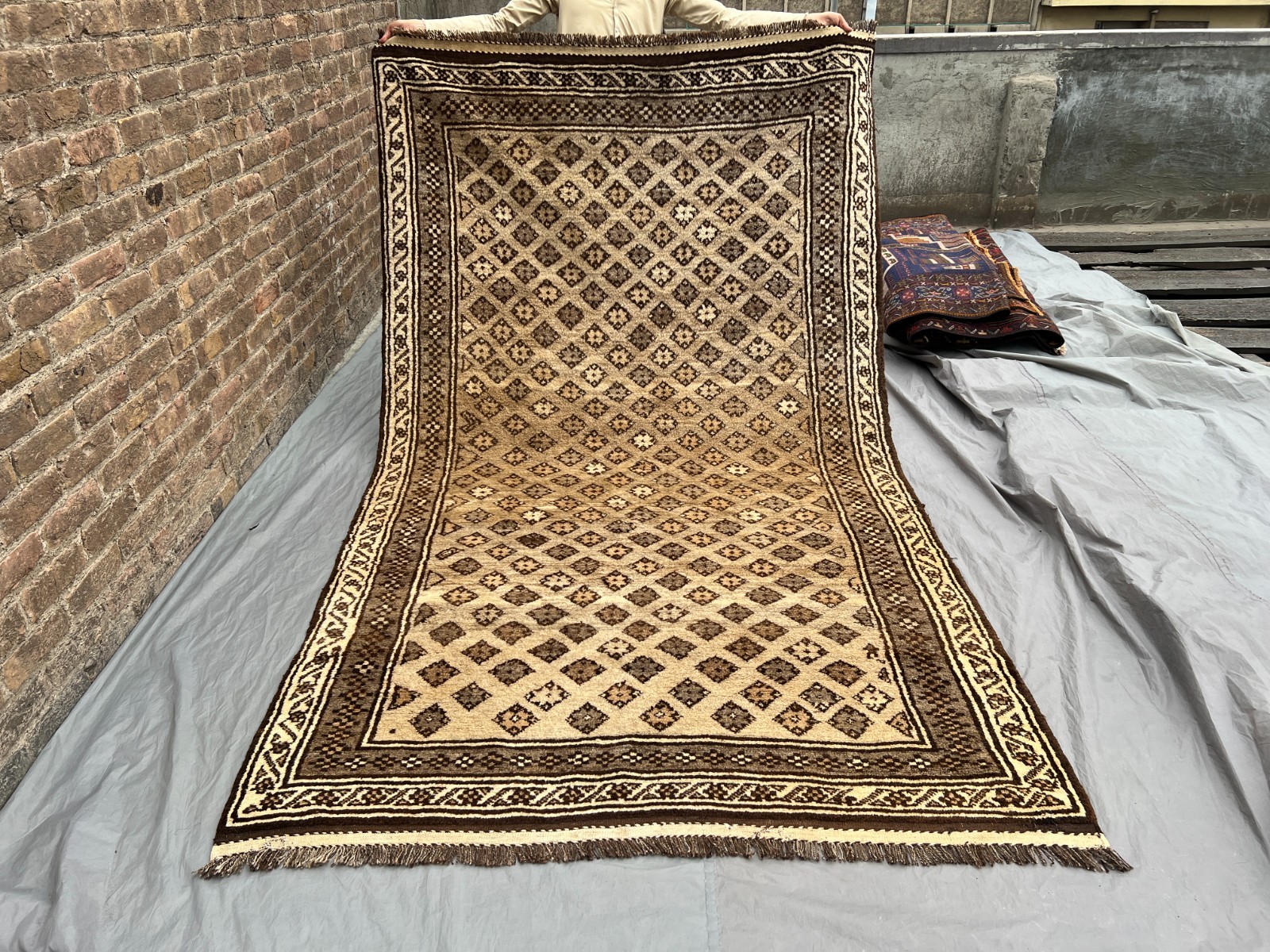5'6x9'5 Vintage Afghan Baluchi Hand Knotted Wool Rug Tribal Geometric Area Rug gallery