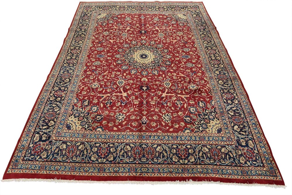 Vintage Oriental 10′ x 12’11” Red Wool Traditional Hand-Knotted Oriental Rug