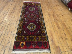 Beautiful Antique 1940-1950’s Wool Pile Henna Dye Tribal Runner Rug 1’10”x5’6”