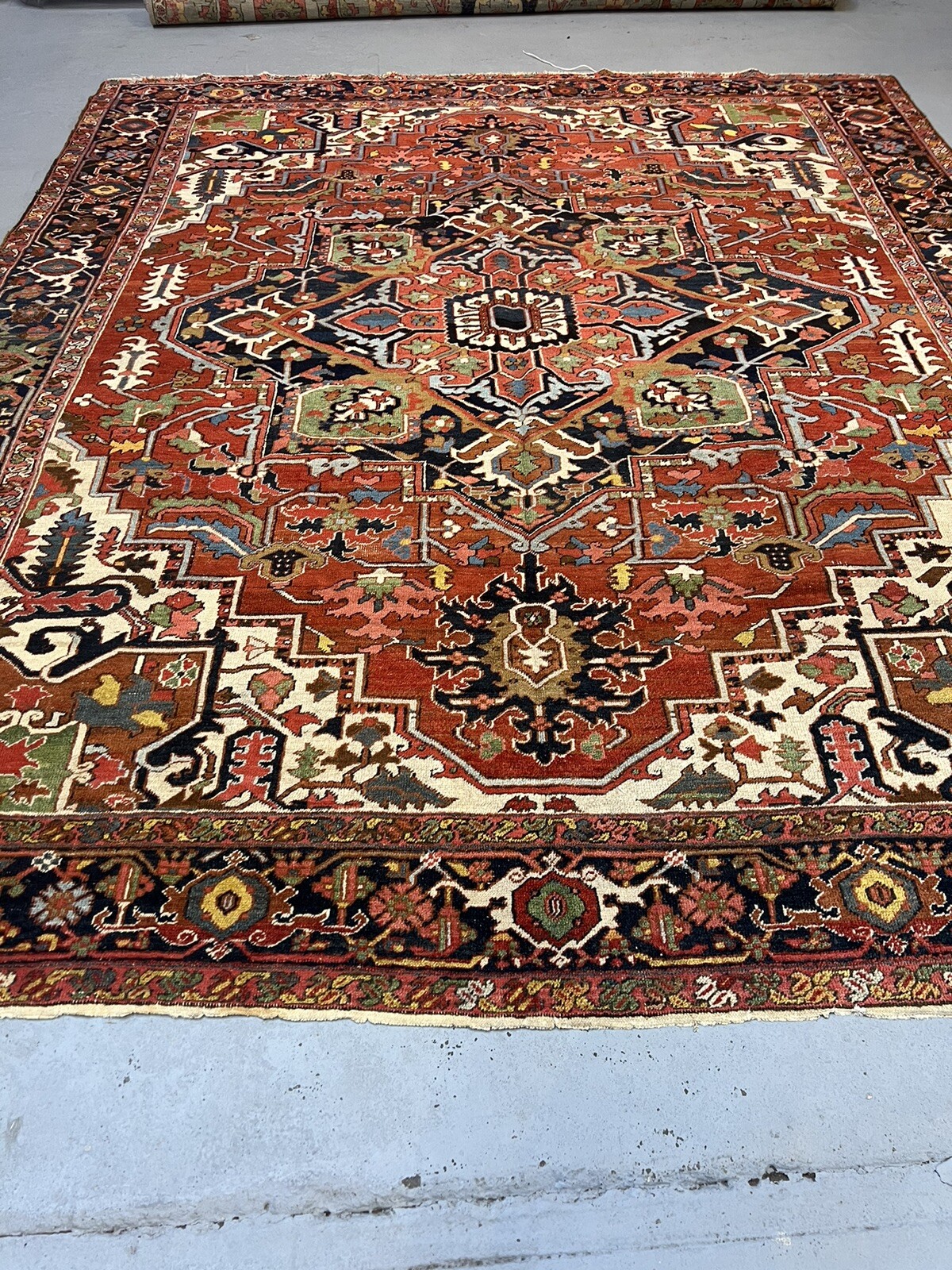 1900 TRIBAL VINTAGE ANTIQUE 9.5x11.2 Serapi RUG 100% Wool Professionally Washed gallery