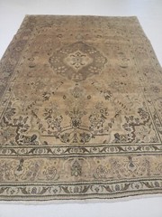 Antique Oriental Hand-Knotted Wool Area Rug Gold/Brown/Green/Beige 6’11” x 9’10”