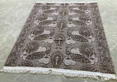 Vintage Handmade Geometric Peacock Motif Traditional Area Rug 195×167 cm