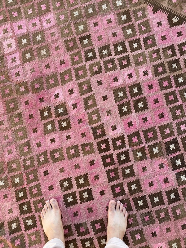Dusty Pink 8.8x15ft Handmade Afghan Kilim Rug Tribal Geometric Flatweave rug gallery