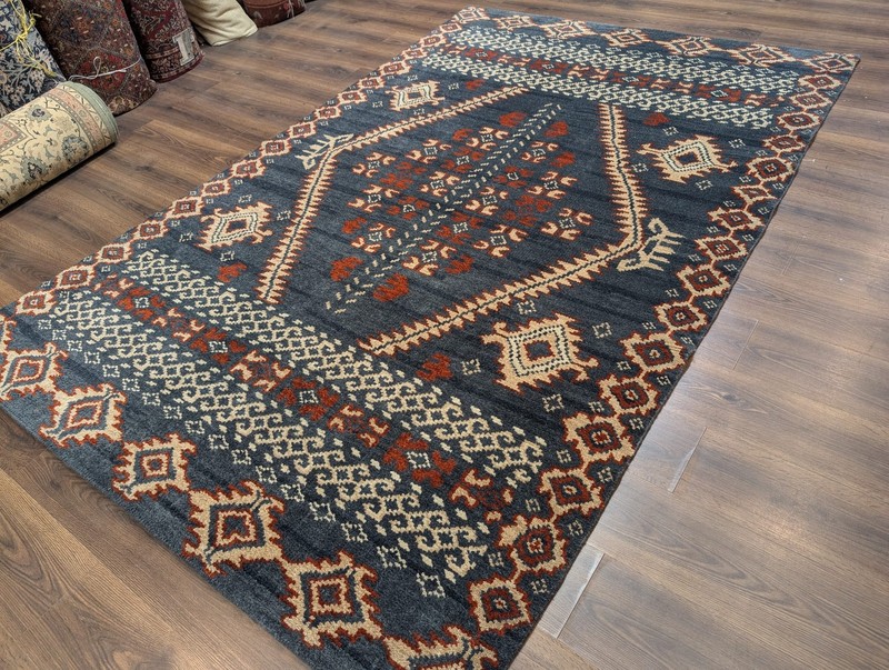 Indo Tibetan Rug 6x9, Hand-Knotted Wool Navajo Design Carpet gallery