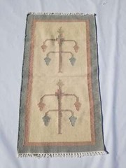 Vintage Handmade Traditional Geometric Brown Kilim Floor Rug Carpet 113x63cm